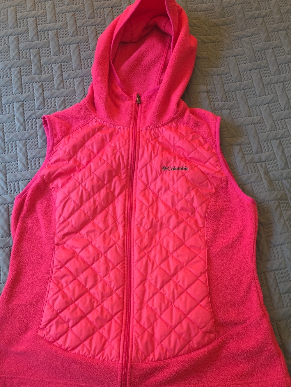 Columbia Girls' Bright Pink Quilted Hooded Vest